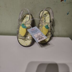 NWT Cat & Jack Lemon Toddler Girl Jelly Sandals Clear Size 7 Summer Fruit